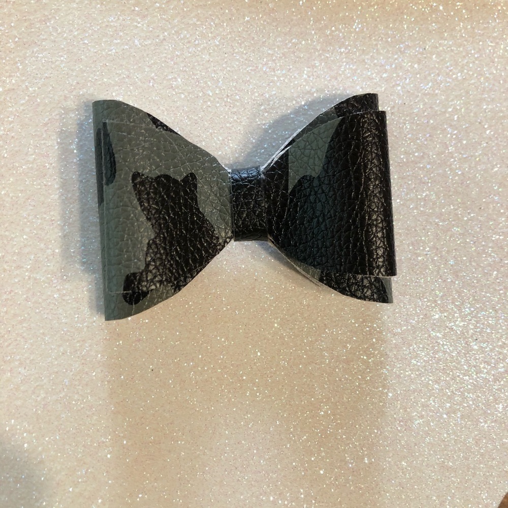 Faux leather bow